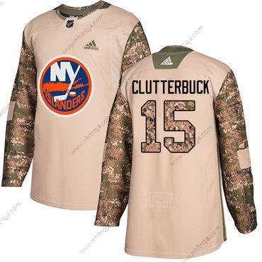 Ungdomen New York Islanders #15 Cal Clutterbuck Camo Autentisk 2017 Veterans Day Stitched NHL Tröjor