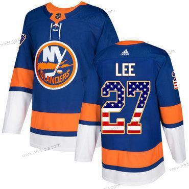 Ungdomen New York Islanders #27 Anders Lee Royal Blå Autentisk USA Flag Stitched NHL Hemma Tröjor