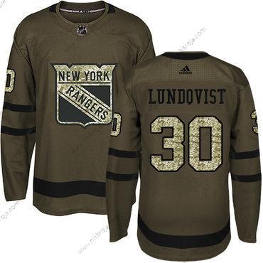 Ungdomen New York Rangers #30 Henrik Lundqvist Grön Salute to Service Stitched NHL Tröjor