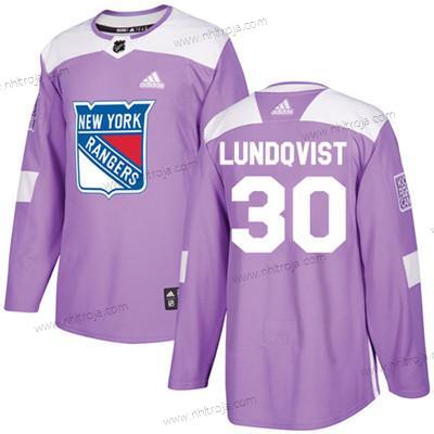 Ungdomen New York Rangers #30 Henrik Lundqvist Lila Autentisk Bekämpar cancer Stitched NHL Tröjor