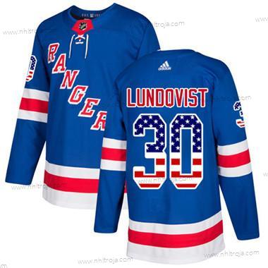 Ungdomen New York Rangers #30 Henrik Lundqvist Royal Blå Autentisk USA Flag Stitched NHL Hemma Tröjor