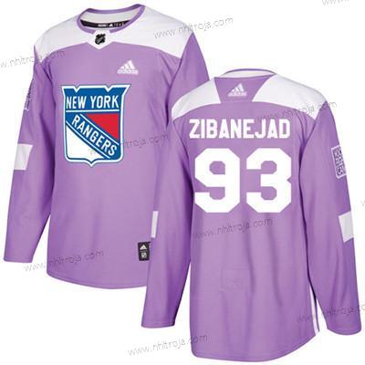 Ungdomen New York Rangers #93 Mika Zibanejad Lila Autentisk Bekämpar cancer Stitched NHL Tröjor