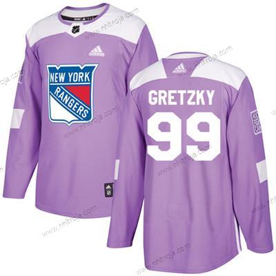 Ungdomen New York Rangers #99 Wayne Gretzky Lila Autentisk Bekämpar cancer Stitched NHL Tröjor