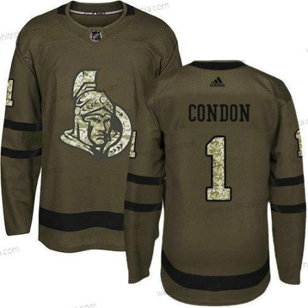 Ungdomen Ottawa Senators 1 Mike Condon Grön Salute to Service Stitched NHL Tröjor