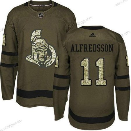 Ungdomen Ottawa Senators 11 Daniel Alfredsson Grön Salute to Service Stitched NHL Tröjor