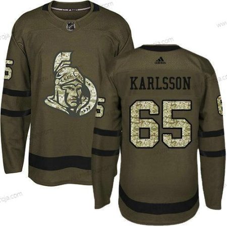 Ungdomen Ottawa Senators 65 Erik Karlsson Grön Salute to Service Stitched NHL Tröjor