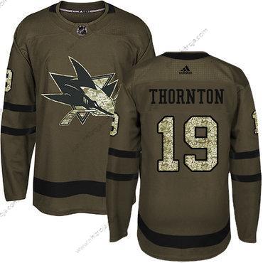 Ungdomen San Jose Sharks #19 Joe Thornton Grön Salute to Service Stitched NHL Tröjor