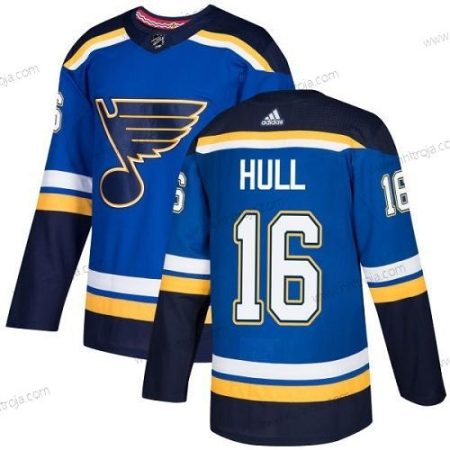 Ungdomen St. Louis Blues #16 Brett Hull Blå Autentisk Stitched NHL Hemma Tröjor