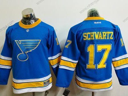 Ungdomen St. Louis Blues #17 Jaden Schwartz Blå 2017 Vinter Klassisk Stitched NHL Tröjor