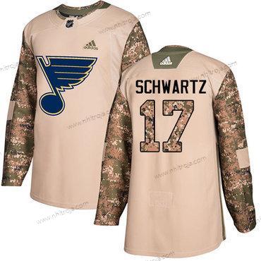 Ungdomen St. Louis Blues #17 Jaden Schwartz Camo Autentisk 2017 Veterans Day Stitched NHL Tröjor