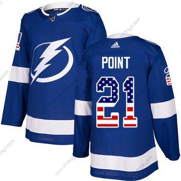 Ungdomen Tampa Bay Lightning #21 Brayden Point Blå Autentisk USA Flag Stitched NHL Hemma Tröjor