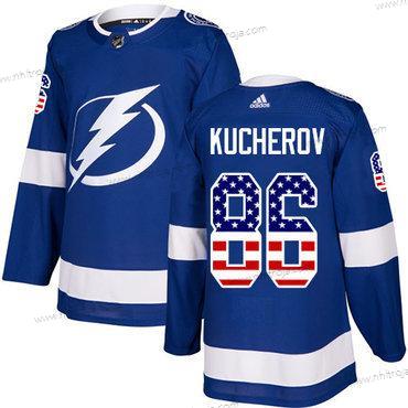 Ungdomen Tampa Bay Lightning #86 Nikita Kucherov Blå Autentisk USA Flag Stitched NHL Hemma Tröjor