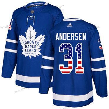 Ungdomen Toronto Maple Leafs #31 Frederik Andersen Blå Autentisk USA Flag Stitched NHL Hemma Tröjor