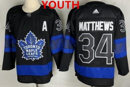 Ungdomen Toronto Maple Leafs #34 Auston Matthews Svart X Drew House Inside Out Stitched Tröjor