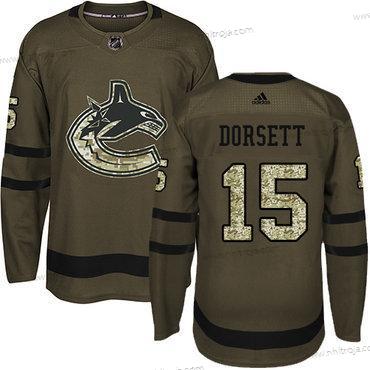 Ungdomen Vancouver Canucks #15 Derek Dorsett Grön Salute to Service Stitched NHL Tröjor