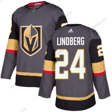 Ungdomen Vegas Golden Knights #24 Oscar Lindberg Grå Autentisk Stitched NHL Hemma Tröjor