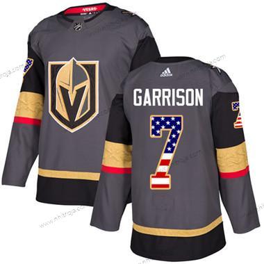 Ungdomen Vegas Golden Knights #7 Jason Garrison Grå Autentisk USA Flag Stitched NHL Hemma Tröjor