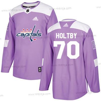 Ungdomen Washington Capitals #70 Braden Holtby Lila Autentisk Bekämpar cancer Stitched NHL Tröjor