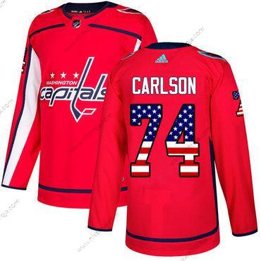 Ungdomen Washington Capitals #74 John Carlson Röd Autentisk USA Flag Stitched NHL Hemma Tröjor