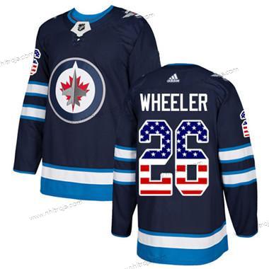 Ungdomen Winnipeg Jets #26 Blake Wheeler Marin Blå Autentisk USA Flag Stitched NHL Hemma Tröjor