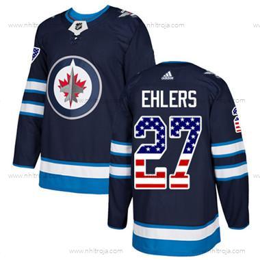 Ungdomen Winnipeg Jets #27 Nikolaj Ehlers Marin Blå Autentisk USA Flag Stitched NHL Hemma Tröjor