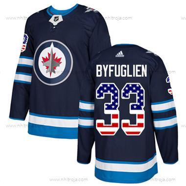 Ungdomen Winnipeg Jets #33 Dustin Byfuglien Marin Blå Autentisk USA Flag Stitched NHL Hemma Tröjor